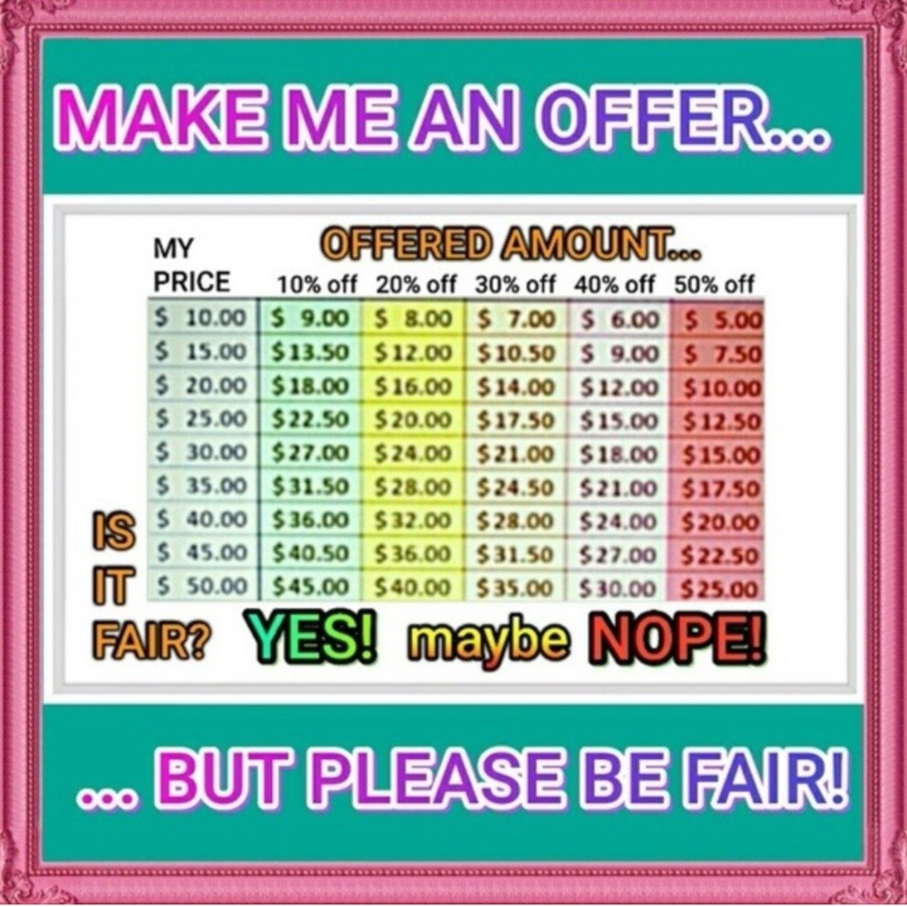 💥REASONABLE OFFERS CHART💥